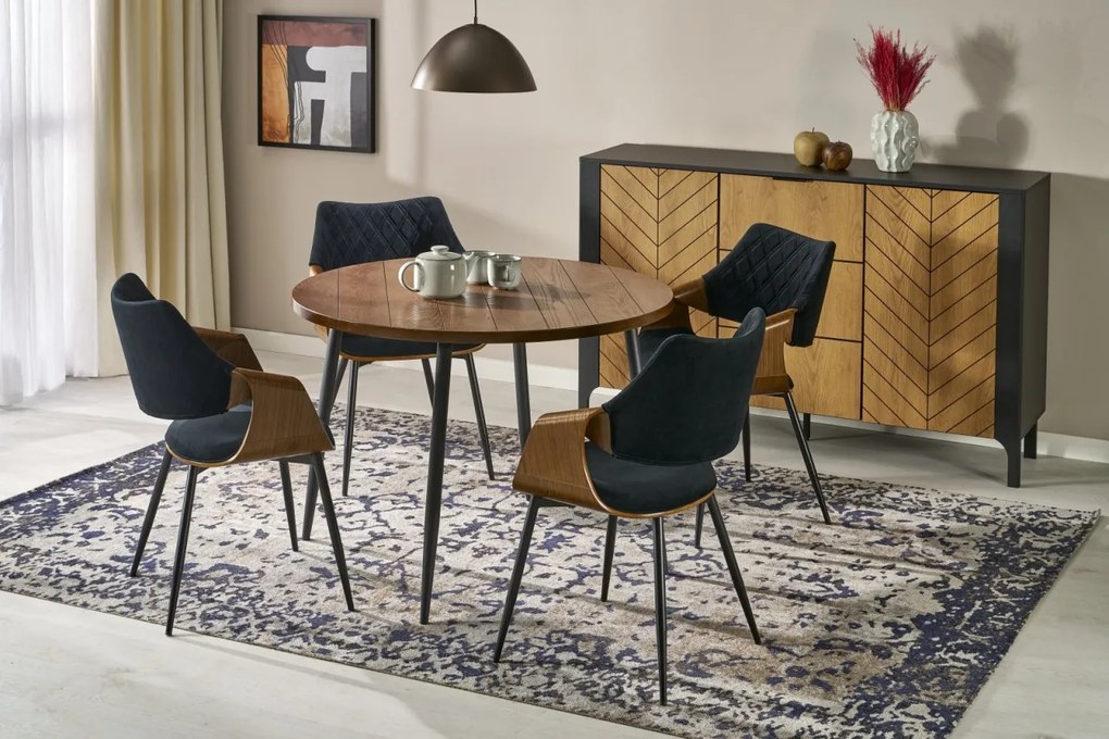 Masa rotunda Barry nuc/negru ø105/h75 cm