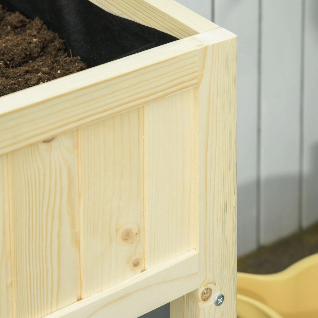 Outsunny Jardinieră Înălțată Rabatabilă, Realizată din Lemn de Brad cu 4 Orificii de Drenaj, pentru Grădină, Terasă sau Balcon, 115x56x76 cm, Culoare Lemn | Aosom Romania
