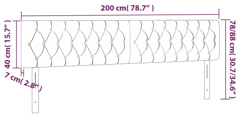 Tablie de pat cu LED, maro inchis, 200x7x78 88 cm, textil 1, Maro inchis, 200 x 7 x 78 88 cm