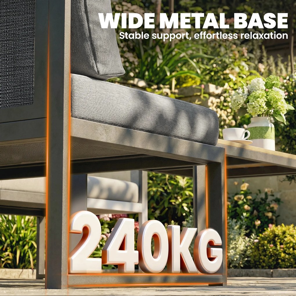 Outsunny Set mobilier de grădină exterior colțar modulabil 6 persoane, canapele, masă de cafea și perne, gri închis | Aosom Romania