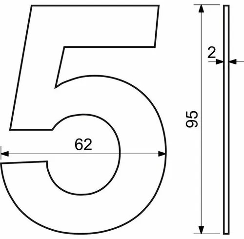 Număr inox de casă 2, 2D plat