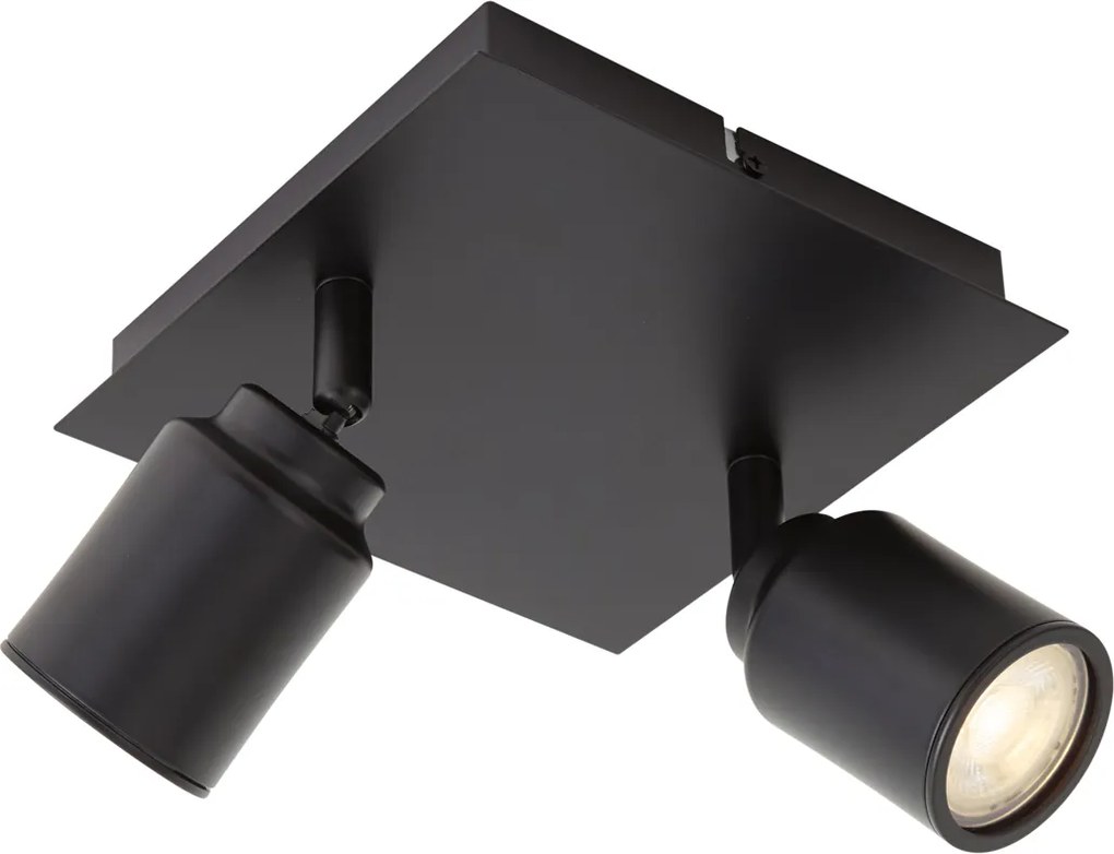 Spot modern pentru baie negru pătrat cu 2 lumini IP44 - Ducha