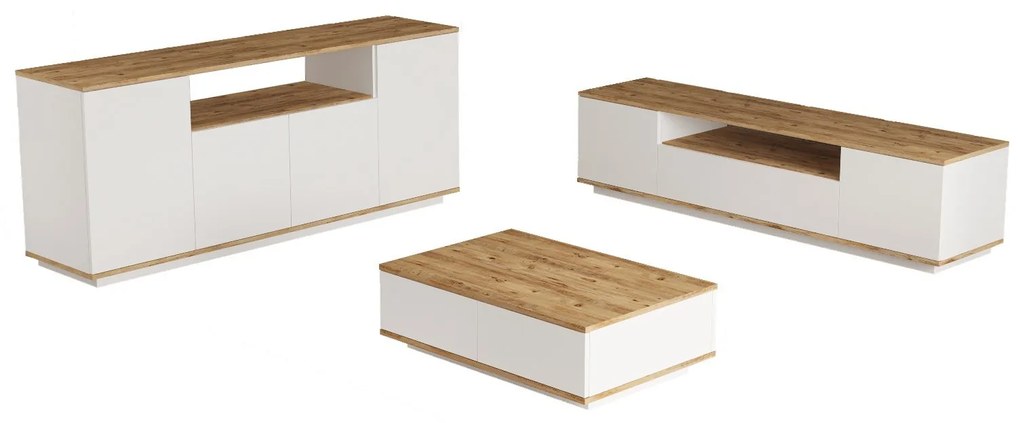 Mobilier living Freddie 18 (Pin atlantic + Alb). 1073055