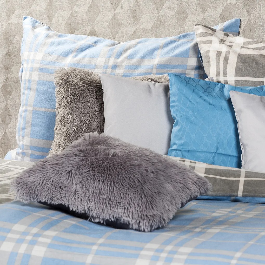 Lenjerie de pat din flanelă 4Home, Cub albastru, 160 x 200 cm, 70 x 80 cm