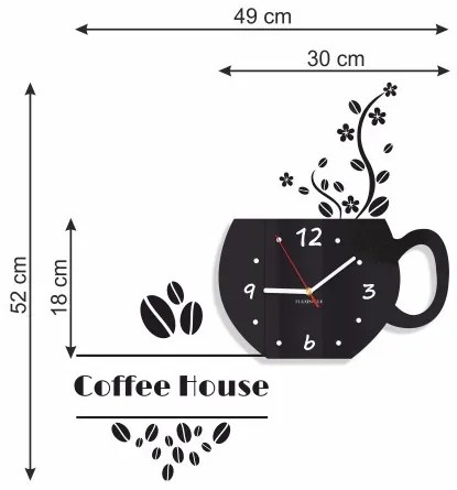 Ceas decorativ Coffee House pentru bucătărie Negru