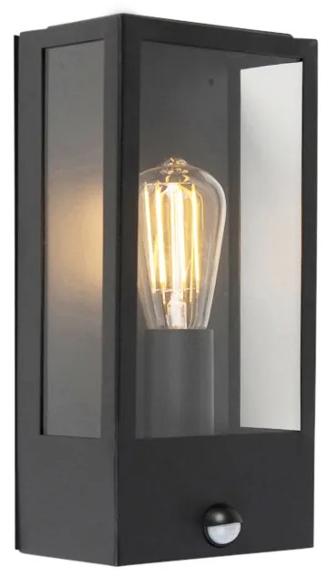Lampă de perete exterioară neagră cu senzor de mișcare IP44 - Rotterdam