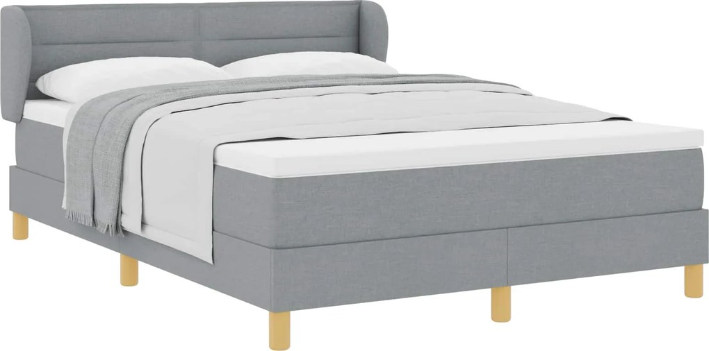 vidaXL Pat cu arcuri cu saltea Gri deschis 160 x 200 cm țesătură