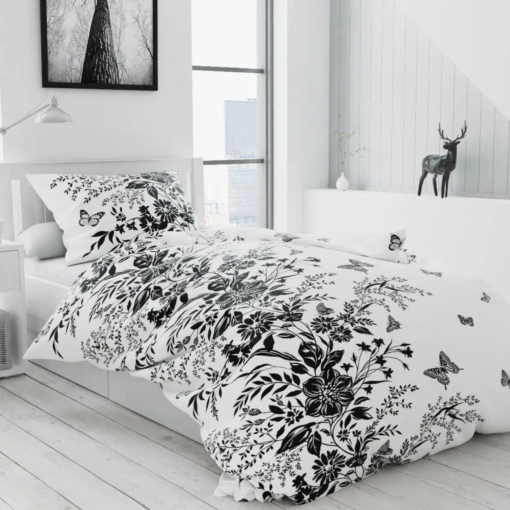 Lenjerie de pat din bumbac Alb, Fluture Dimensiune lenjerie de pat: 70 x 90 cm | 140 x 220 cm