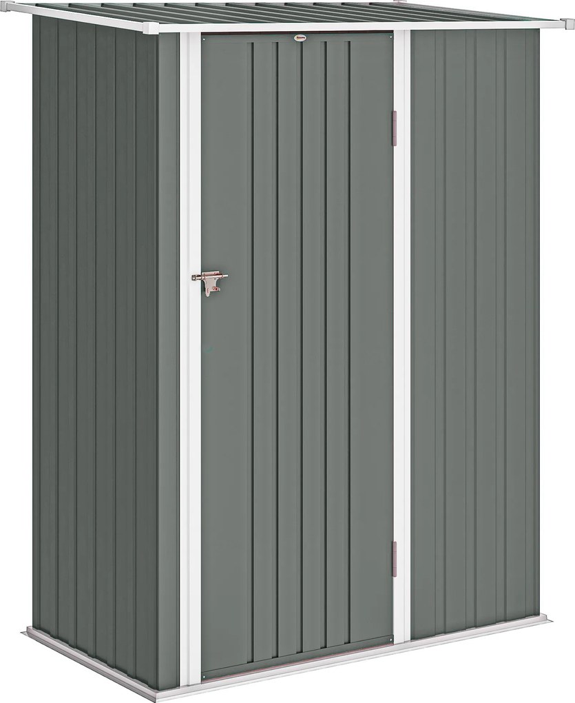 Outsunny Depozit de Grădină 1.07m² din Oțel Zincat, Depozit pentru Unelte cu Ușă Blocabilă și Acoperiș Înclinat, 142x86x189 cm, Gri Deschis | Aosom Romania