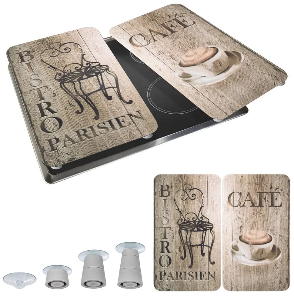 Set 2 protecții din sticlă pentru aragaz Wenko Bistrot, 52 x 30 cm