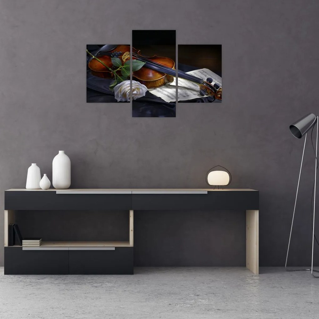 Tablou - Trandafiri și vioară (90x60 cm)
