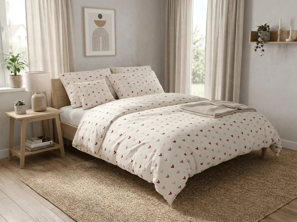 Lenjerie de pat din microfibra SOFHEARTS crem Dimensiune lenjerie de pat: 70 x 90 cm | 140 x 220 cm