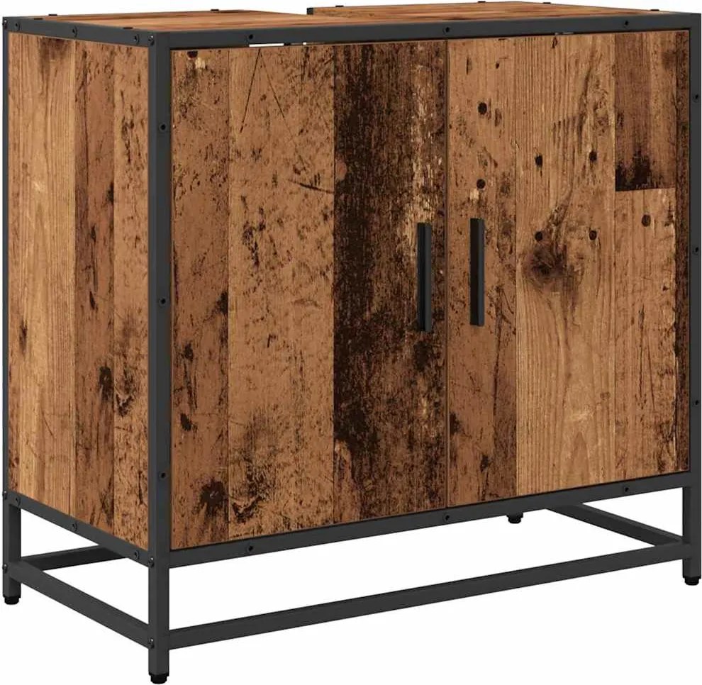 vidaXL Dulap pentru Chiuveta de Baie cu ușă Lemn Vechi 65 x 33 x 60 cm