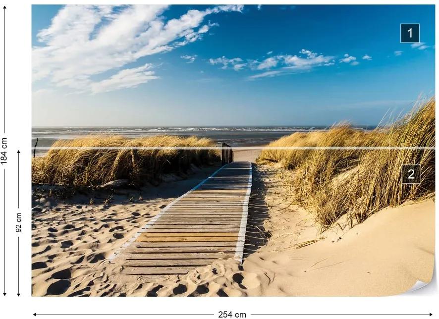 GLIX Fototapet - Beach Walkway Coastal Sand Dunes Vliesová tapeta  - 254x184 cm