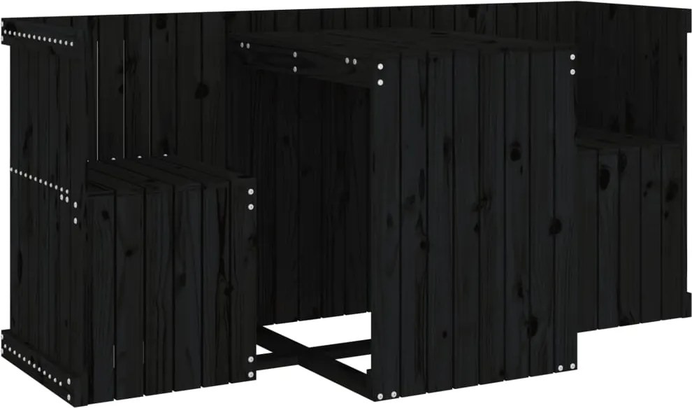 vidaXL Set de balcon cu 2 locuri, negru, lemn masiv de pin