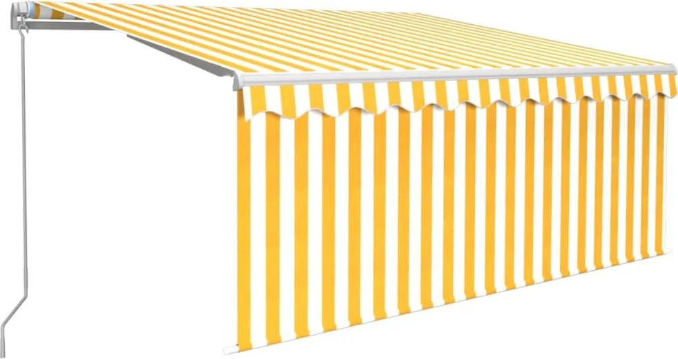 vidaXL Copertină retractabilă manual cu stor&LED galben&alb 3,5x2,5 m