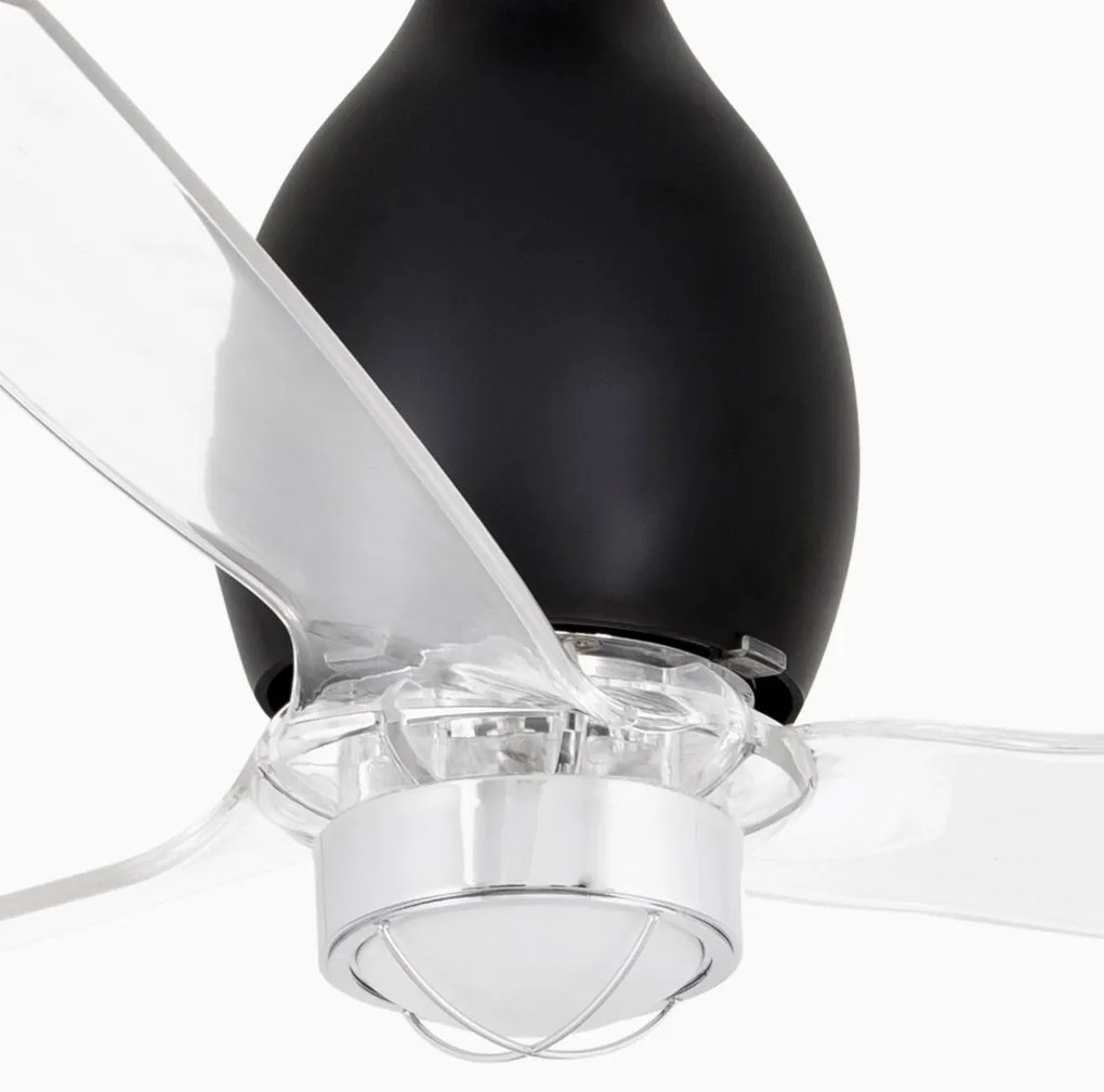 Lustra cu Ventilator si telecomanda MINI ETERFAN M negru/transparent