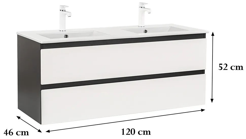 Dulap inferior Vario Forte 120 cu lavoar antracit-alb