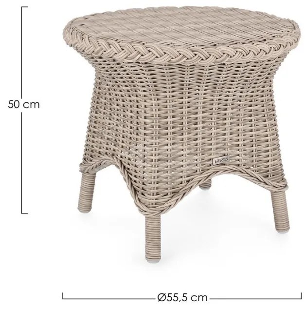 Masuta de cafea pentru gradina, metal / fibra sintetice, taupe, Ø 55,5x50 cm, Jupiter Bizzotto