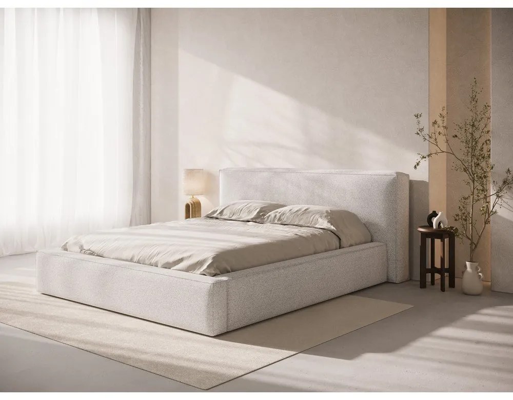 Tăblie de pat gri deschis tapițată 229x100 cm Olivia – Micadoni