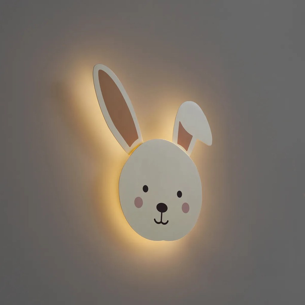Lampă de perete pentru copii bej cu detalii, inclusiv LED, cu 3 trepte de intensitate luminoasă - Benny the Bunny