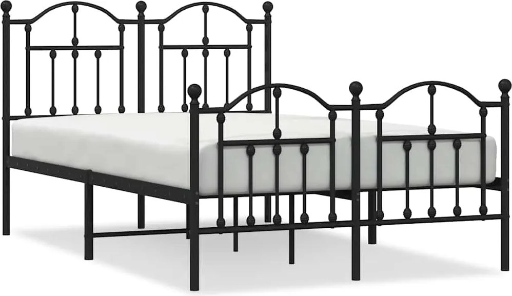 vidaXL Cadru pat metalic cu tăblie de cap/picioare, negru, 120x200 cm