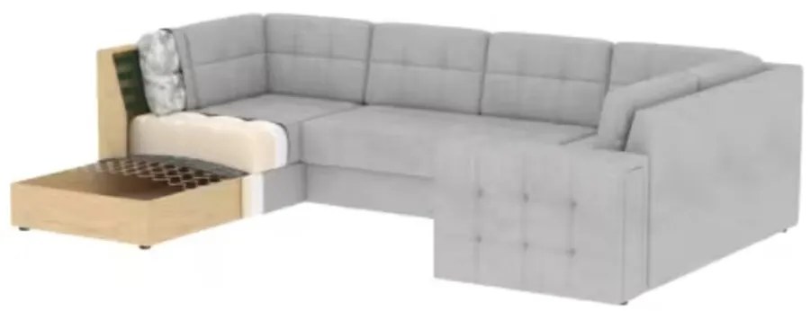 Coltar extensibil stanga 5 locuri ELTAP, LT-35LU, Blewett, 299x198x82 cm, lemn/poliester, verde inchis