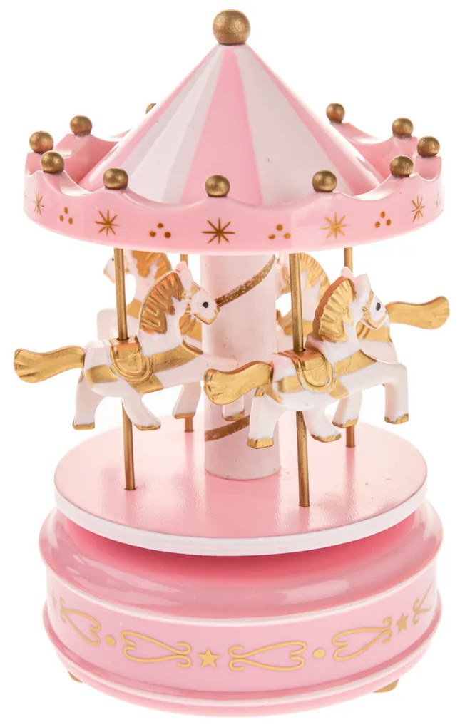 Carusel cu căluți, 18 cm, roz