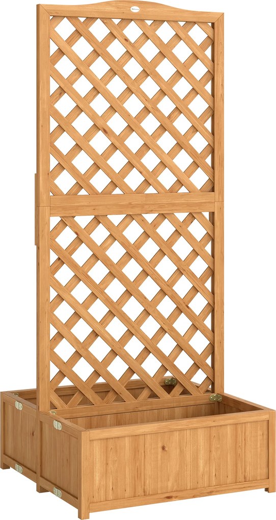 Outsunny Jardinieră cu grilaj din lemn pentru plante cățărătoare cu 2 cutii pliabile Base de Listones 73x70x170 cm Natural | Aosom Romania