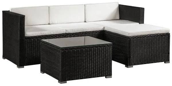 Juskys Set ratan de gradina Punta Cana L - perne negre/crem