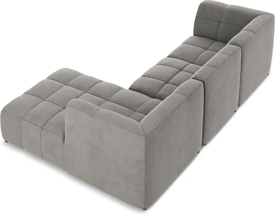 Colțar gri cu tapițerie din catifea (cu colț pe partea dreaptă/cu șezlong) Aloha – Makamii