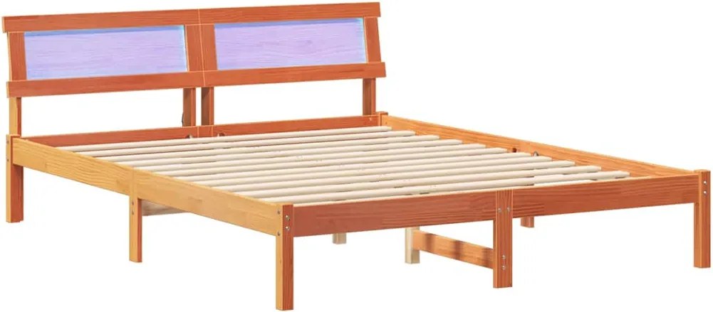 vidaXL Cadru de pat Maroniu cerat 140 x 200 cm Lemn de pin masiv