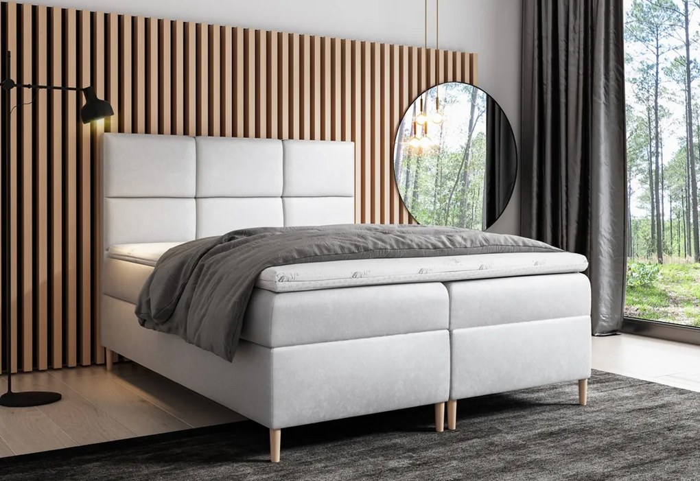 Expedo Pat tapițat boxspring GRETA + topper, 120x200, jasmine 81