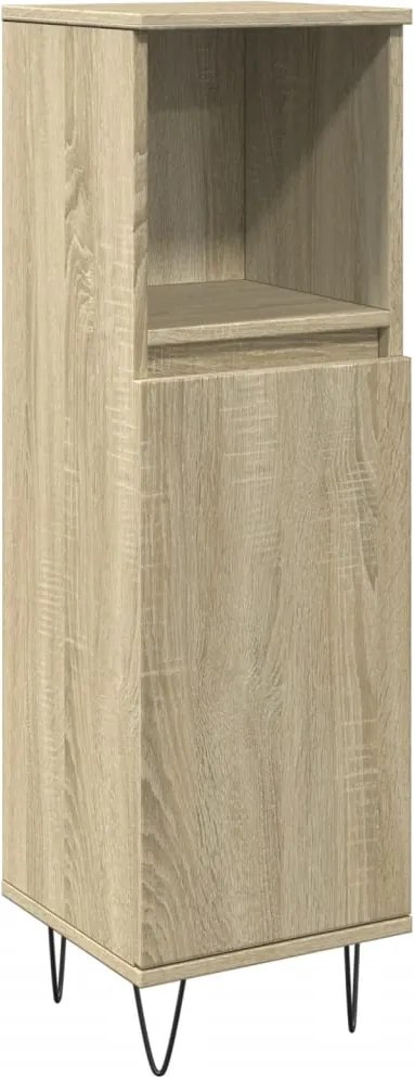 vidaXL Dulap de baie, stejar sonoma, 30x30x100 cm, lemn prelucrat