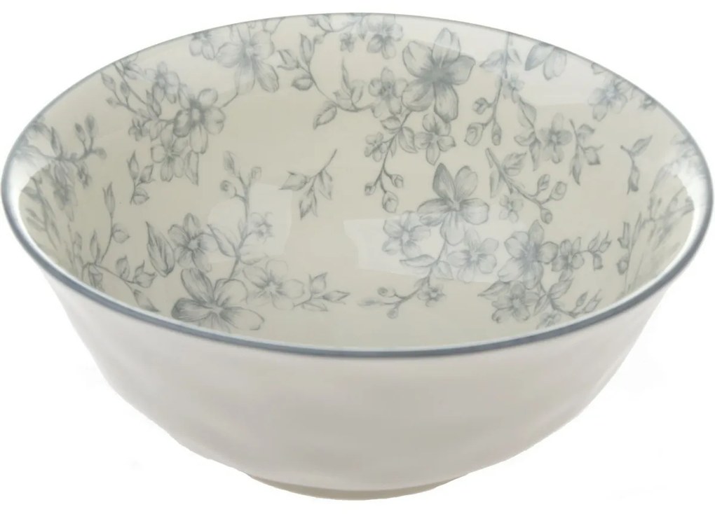 Bol de servire din ceramică Flori delicate 20 cm, gri