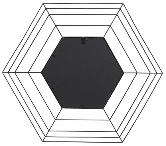 Oglinda hexagonala cu rama din metal neagra Romeo, 1.5cm (L / D) x 69cm (W) x 79.5cm (H)