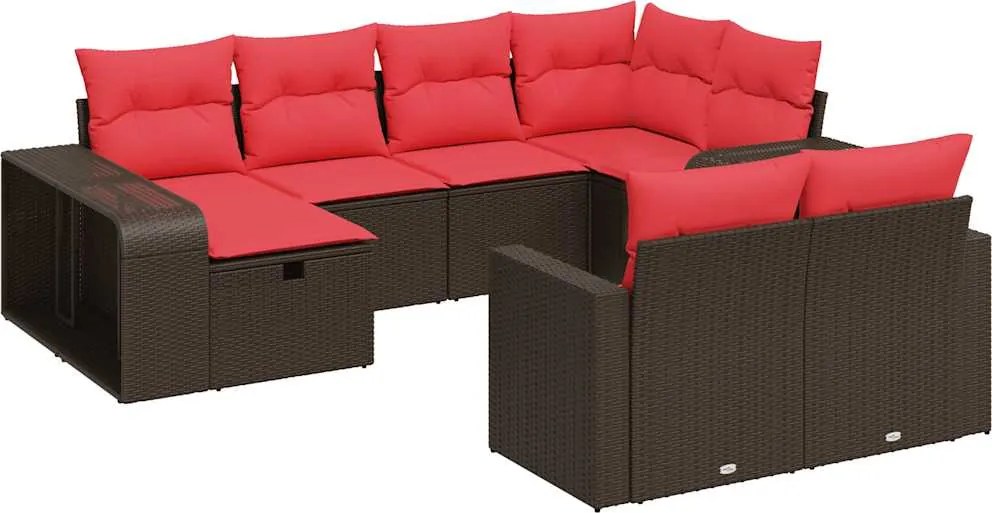 vidaXL Set canapele de grădină cu perne, 10 piese, maro, poliratan