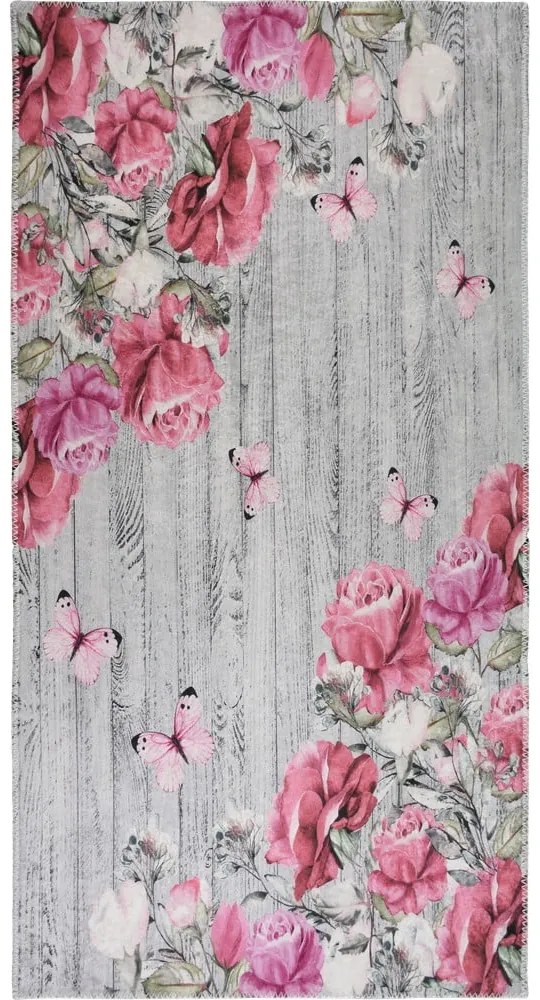 Covor roz/gri lavabil 80x150 cm Blooming Roses – Vitaus