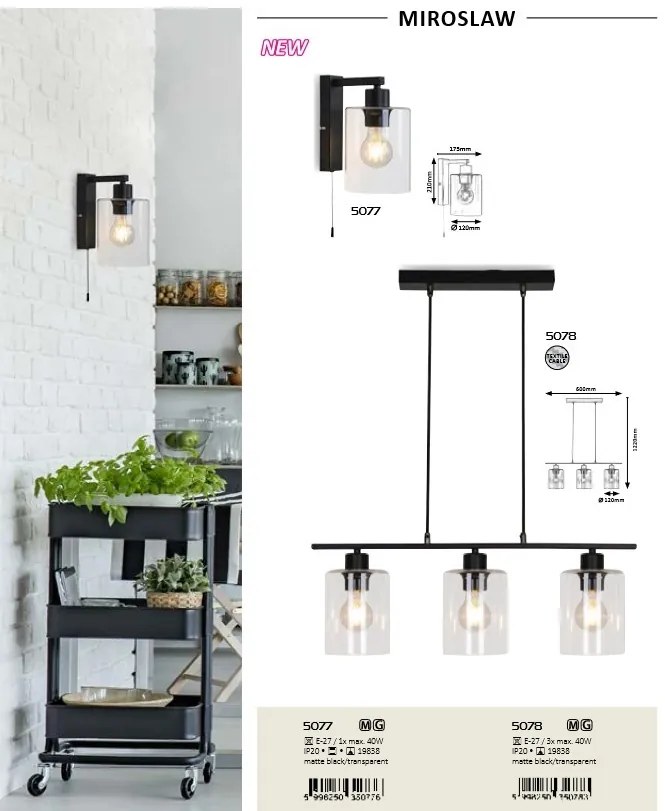 Lustra suspendata design industrial Miroslaw 5078 RX