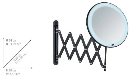 WENKO 25524100 - Oglindă BARONA 20 x 34 cm, neagră