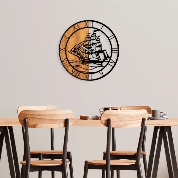 Ceas de perete d. 56 cm 1xAA lemn/metal