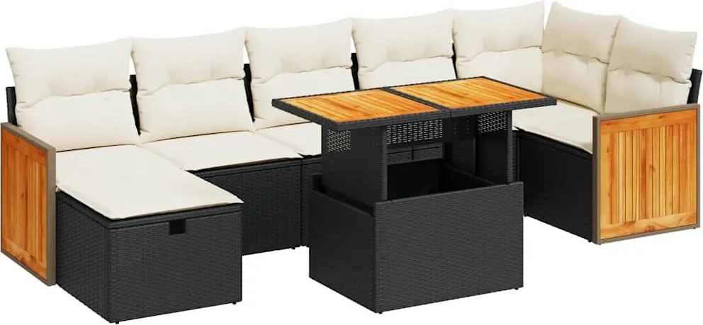 vidaXL Set mobilier de grădină cu perne, 5 piese, negru, poliratan