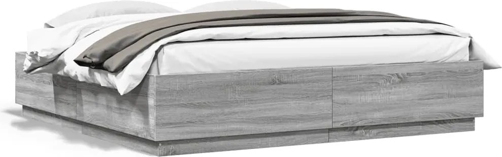vidaXL Cadru de pat, gri sonoma, 180x200 cm, lemn prelucrat