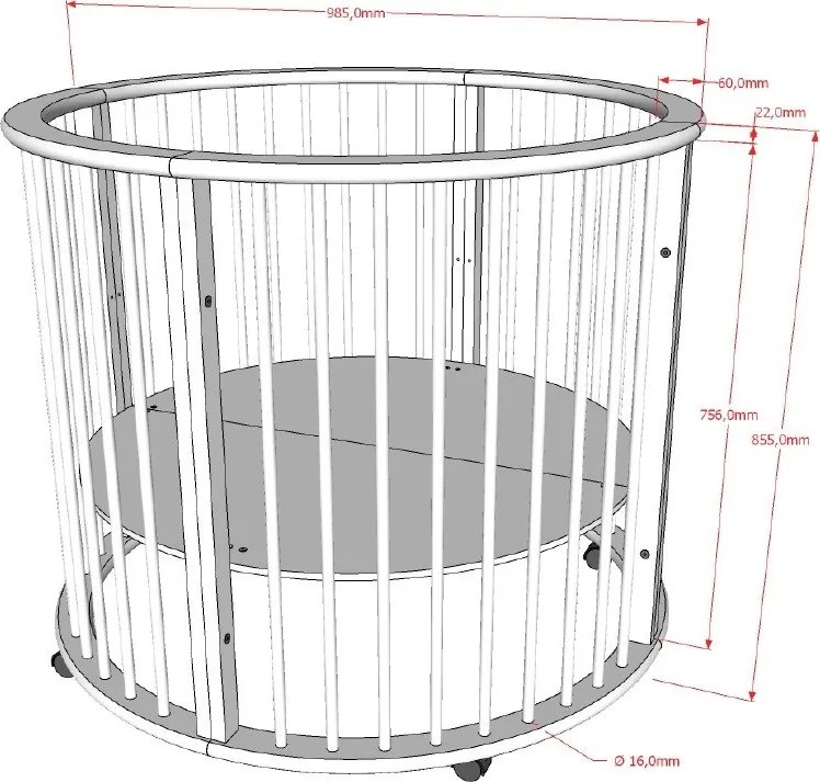 Țarc pentru copii alb din lemn de fag 90x90 cm Dino – Vipack