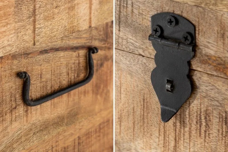 Cufar din lemn Factory Loft 115cm, mango natur