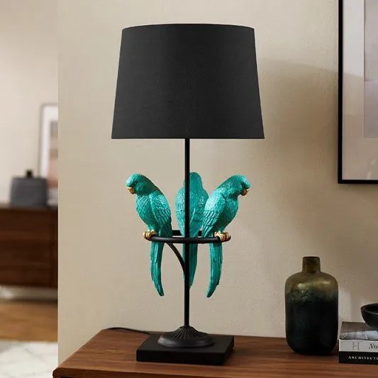 Veioza, Lampa de masa Wildlife Papagal 75cm, turcoaz