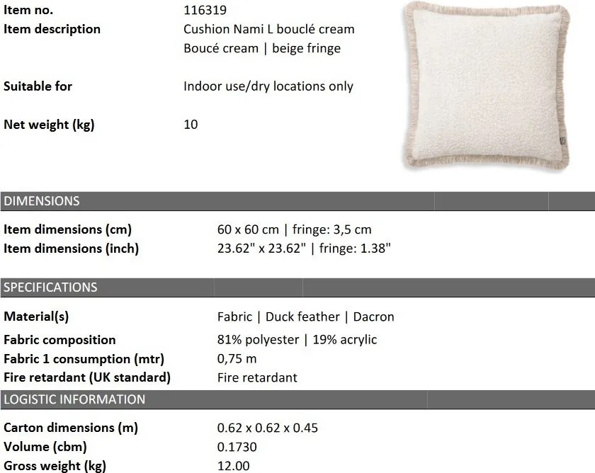 Perna decorativa LUX Nami L, 60x60cm