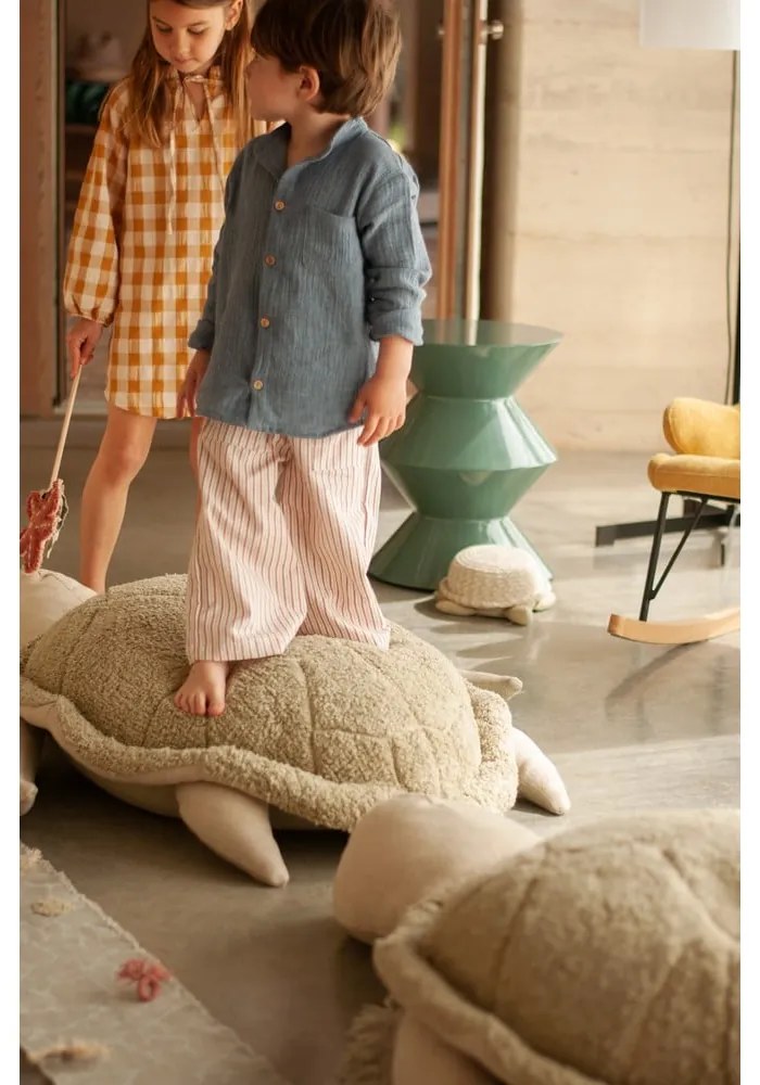 Fotoliu puf pentru copii verde/crem Mrs. Turtle – Lorena Canals