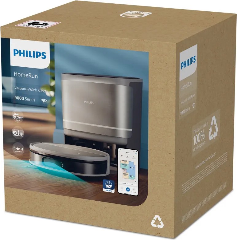 Aspirator robot Philips 9000 Series XU9100/10, 6500 mAh, 8000 Pa, WiFi, LiDAR, PowerCyclone, EPA 11, Dry/Mokro Cleaner, Bronze/Golden.