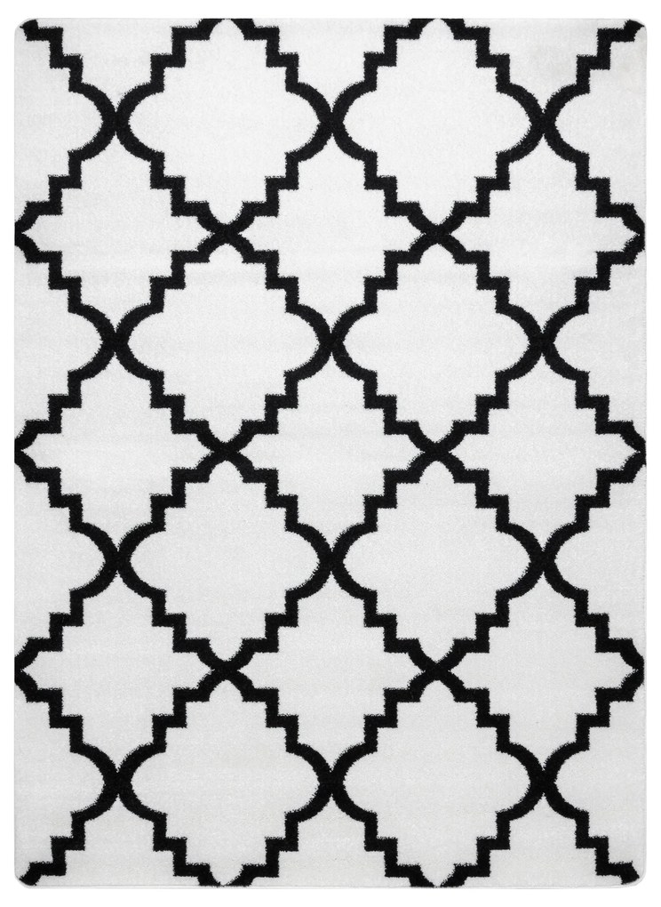 Covor Sketch - F343 cremă și negru marocani Trellis